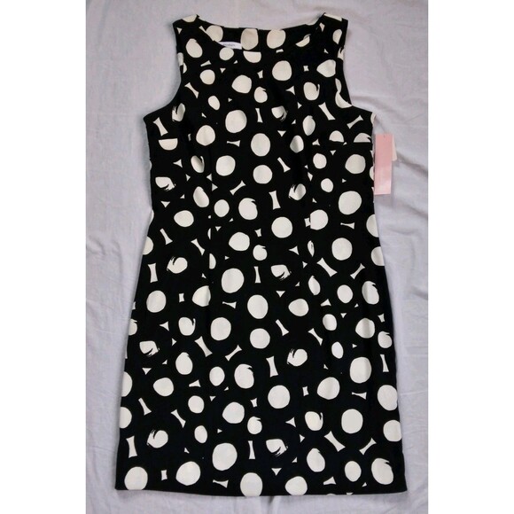 dressbarn Dresses & Skirts - Dressbarn Dress Shift Sheath Black White Circles Geometric Career Women's 12